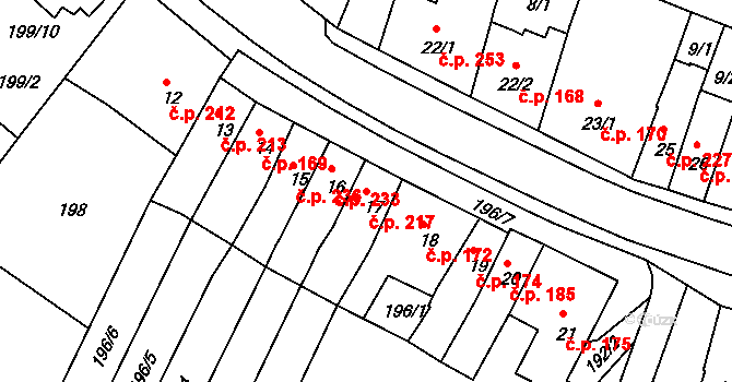 Letohrad 217 na parcele st. 17 v KÚ Letohrad, Katastrální mapa