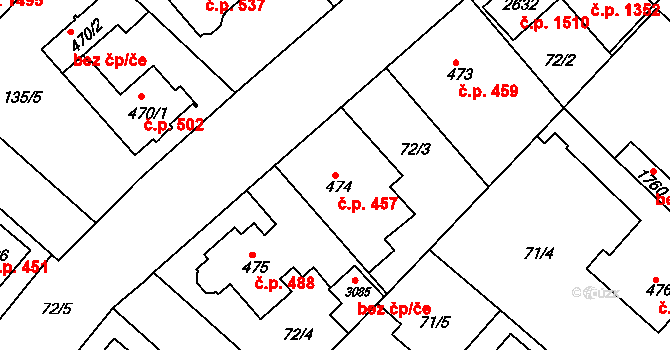 Neratovice 457 na parcele st. 474 v KÚ Neratovice, Katastrální mapa