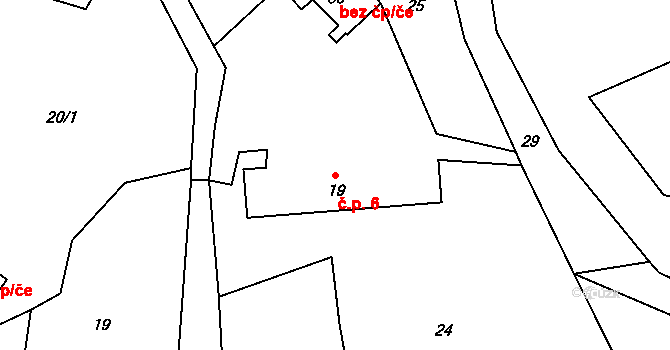 Černice 6, Chanovice na parcele st. 19 v KÚ Černice u Defurových Lažan, Katastrální mapa