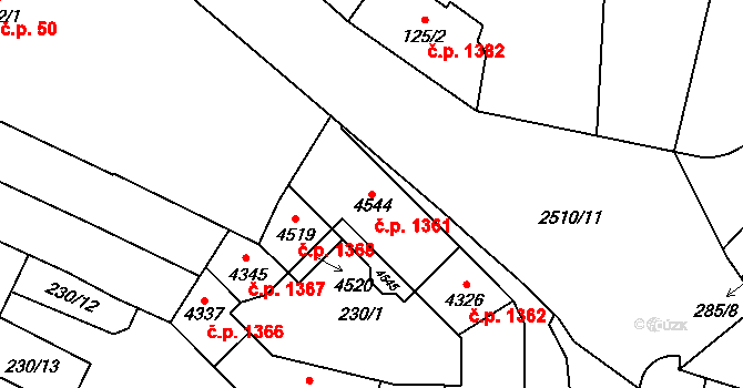 Kyjov 1361 na parcele st. 4544 v KÚ Kyjov, Katastrální mapa