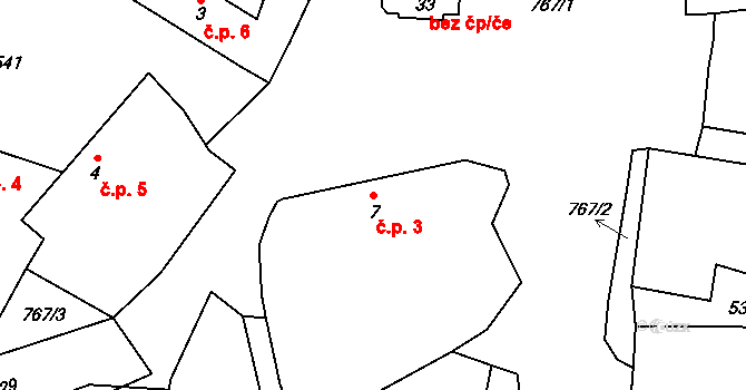 Bořanovice 3, Vimperk na parcele st. 7 v KÚ Bořanovice u Vimperka, Katastrální mapa