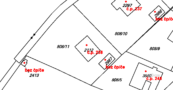 Nádražní Předměstí 238, Český Krumlov na parcele st. 2112 v KÚ Český Krumlov, Katastrální mapa