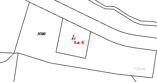 Prorubky 9, Liberk na parcele st. 51 v KÚ Prorubky, Katastrální mapa