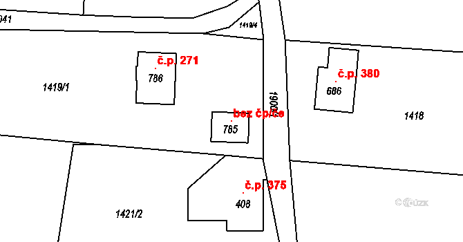 Rumburk 97171476 na parcele st. 785 v KÚ Dolní Křečany, Katastrální mapa