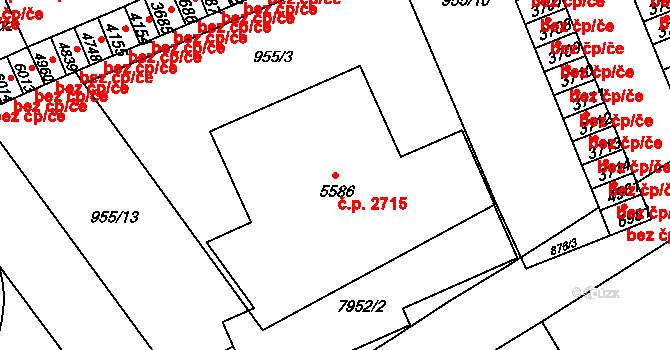 Kroměříž 2715 na parcele st. 5586 v KÚ Kroměříž, Katastrální mapa
