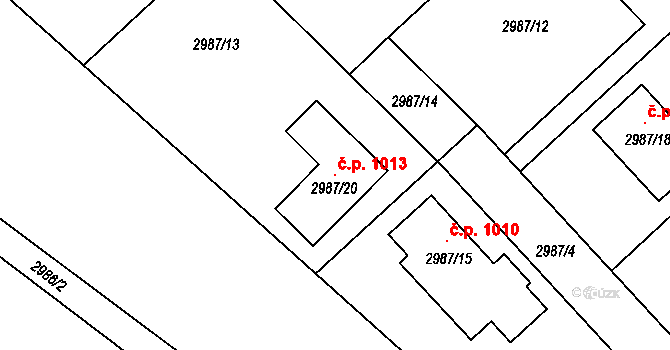 Palkovice 1013 na parcele st. 2987/20 v KÚ Palkovice, Katastrální mapa