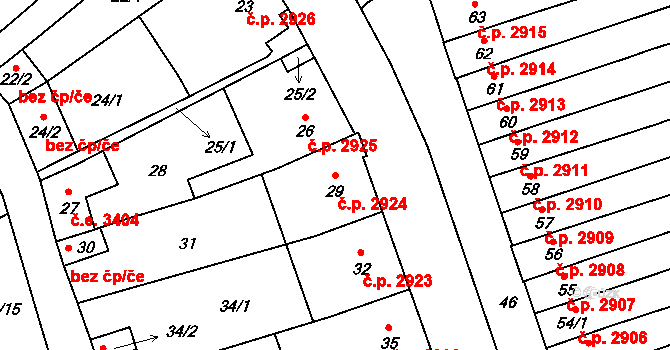 Helenín 2924, Jihlava na parcele st. 29 v KÚ Helenín, Katastrální mapa
