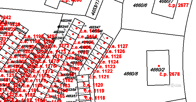 Jihlava 1125 na parcele st. 4653/50 v KÚ Jihlava, Katastrální mapa
