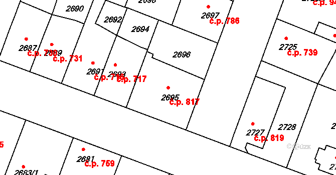 Čelákovice 817 na parcele st. 2695 v KÚ Čelákovice, Katastrální mapa