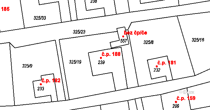 Vilémov 188 na parcele st. 239 v KÚ Vilémov u Šluknova, Katastrální mapa