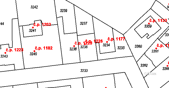 Roztoky 1226 na parcele st. 3236 v KÚ Žalov, Katastrální mapa