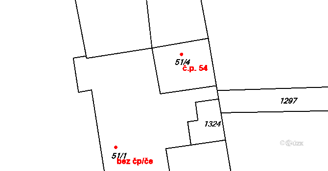 Kuří 54, Benešov nad Černou na parcele st. 51/4 v KÚ Kuří, Katastrální mapa