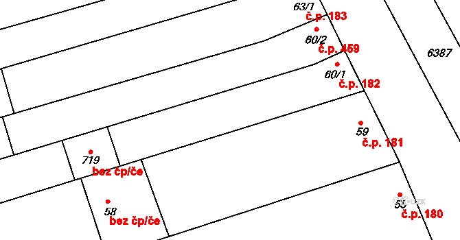 Blatnice pod Svatým Antonínkem 182 na parcele st. 60/1 v KÚ Blatnice pod Svatým Antonínkem, Katastrální mapa