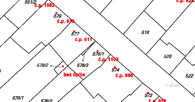 Mistřín 1103, Svatobořice-Mistřín na parcele st. 576/1 v KÚ Mistřín, Katastrální mapa