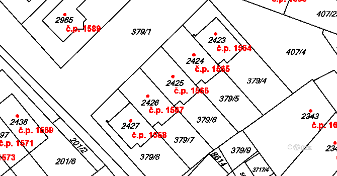 Veselí nad Moravou 1566 na parcele st. 2425 v KÚ Veselí-Předměstí, Katastrální mapa