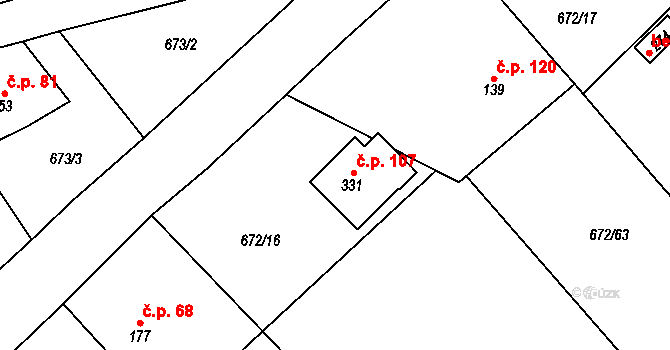 Žernovka 107, Mukařov na parcele st. 331 v KÚ Žernovka, Katastrální mapa