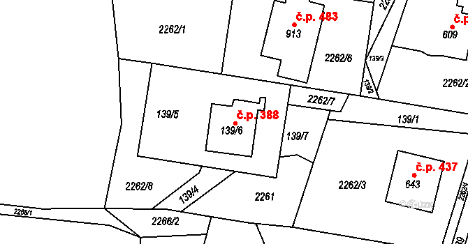 Domašov 388, Bělá pod Pradědem na parcele st. 139/6 v KÚ Domašov u Jeseníka, Katastrální mapa