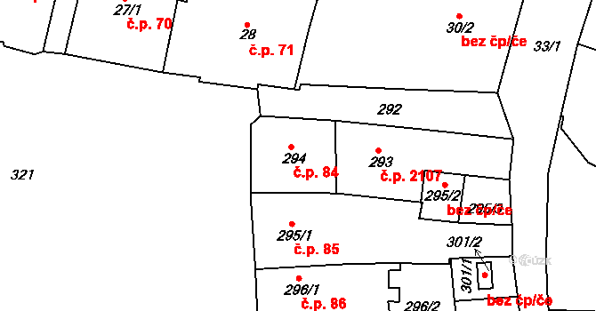 Tachov 84 na parcele st. 294 v KÚ Tachov, Katastrální mapa