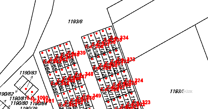 Bechyně 331 na parcele st. 1193/121 v KÚ Bechyně, Katastrální mapa
