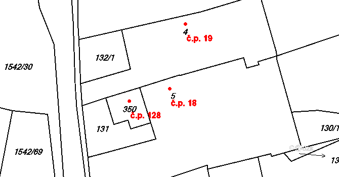 Cetoraz 18 na parcele st. 5 v KÚ Cetoraz, Katastrální mapa