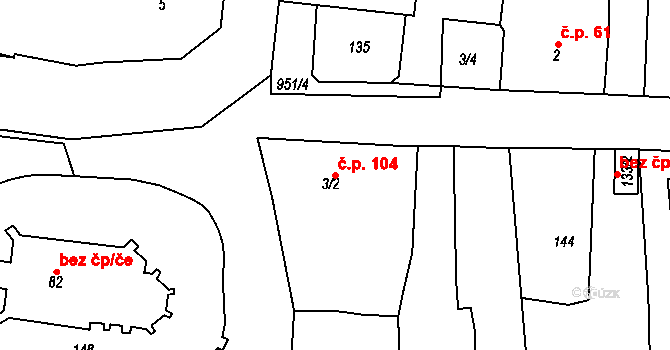 Vanovice 104 na parcele st. 3/2 v KÚ Vanovice, Katastrální mapa