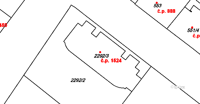 Holešovice 1524, Praha na parcele st. 2292/3 v KÚ Holešovice, Katastrální mapa