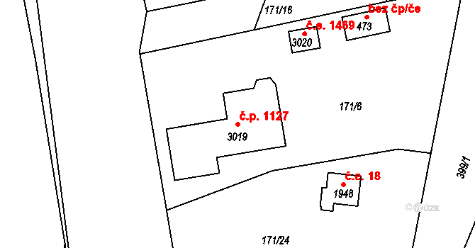 Sezimovo Ústí 1127 na parcele st. 3019 v KÚ Sezimovo Ústí, Katastrální mapa