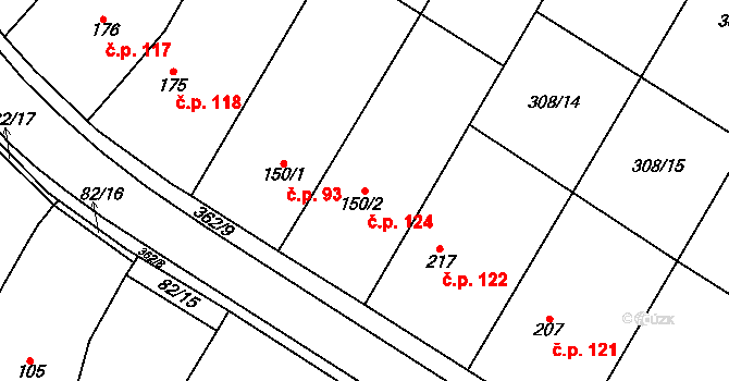 Mramotice 124, Znojmo na parcele st. 150/2 v KÚ Mramotice, Katastrální mapa
