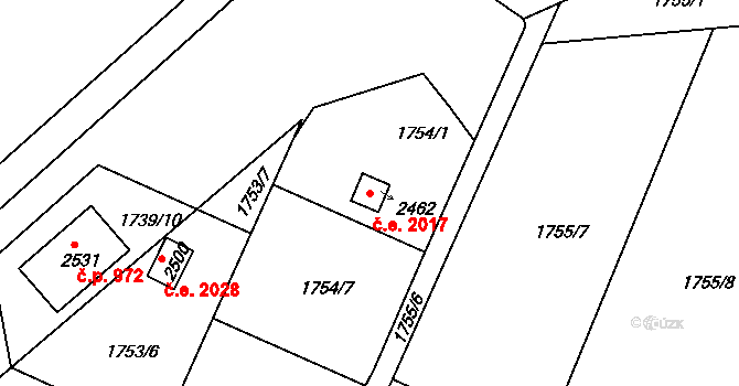 Heřmanův Městec 2017 na parcele st. 2462 v KÚ Heřmanův Městec, Katastrální mapa