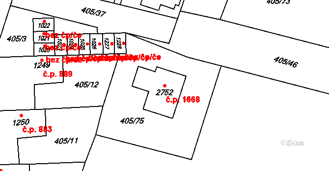 Kateřinky 1668, Opava na parcele st. 2752 v KÚ Kateřinky u Opavy, Katastrální mapa