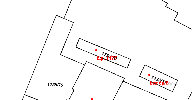 Podolí 1175, Praha na parcele st. 1133/10 v KÚ Podolí, Katastrální mapa