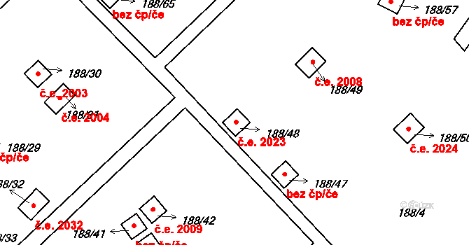 Sobědruhy 2023, Teplice na parcele st. 188/48 v KÚ Sobědruhy, Katastrální mapa