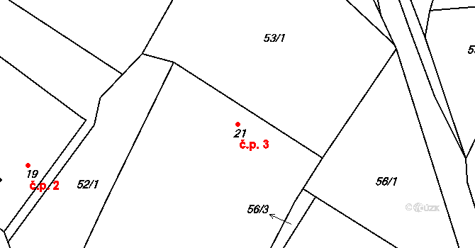 Kašina Hora 3, Záhoří na parcele st. 21 v KÚ Kašina Hora, Katastrální mapa