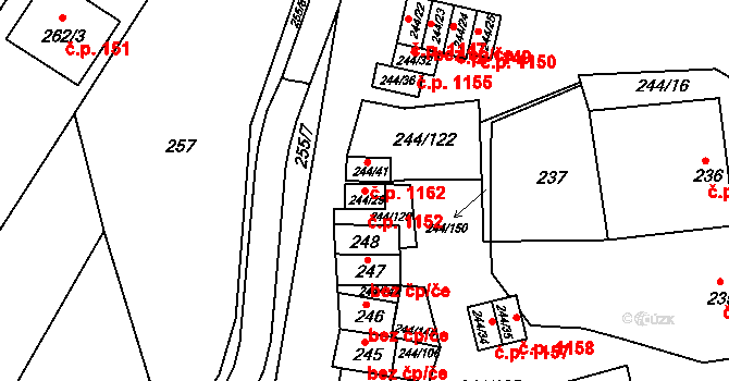 Dobšice 1152 na parcele st. 244/29 v KÚ Dobšice u Znojma, Katastrální mapa