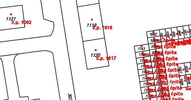 Hrabůvka 1017, Ostrava na parcele st. 1120 v KÚ Hrabůvka, Katastrální mapa