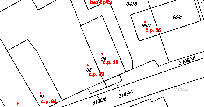 Sepekov 28 na parcele st. 94 v KÚ Sepekov, Katastrální mapa