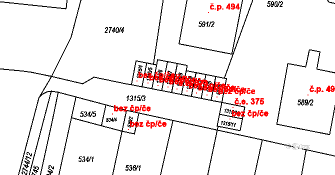 Bohunice 372, Brno na parcele st. 1315/7 v KÚ Bohunice, Katastrální mapa