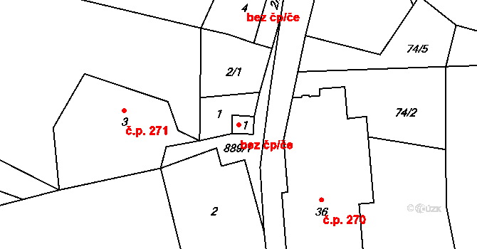 Bernartice 38957477 na parcele st. 1 v KÚ Bečkov, Katastrální mapa