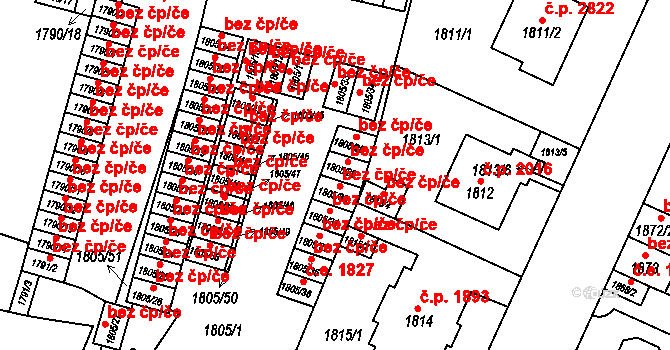 Teplice 39142477 na parcele st. 1805/29 v KÚ Teplice, Katastrální mapa