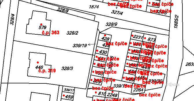 Svitavy 40165477 na parcele st. 430 v KÚ Moravský Lačnov, Katastrální mapa