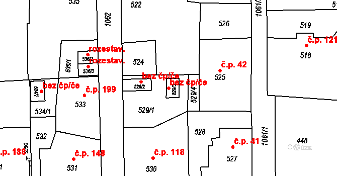 Liberec 40819477 na parcele st. 529/3 v KÚ Horní Růžodol, Katastrální mapa