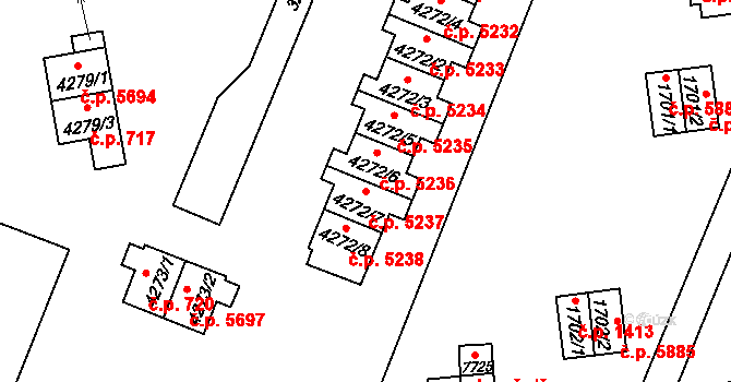 Zlín 5237 na parcele st. 4272/7 v KÚ Zlín, Katastrální mapa