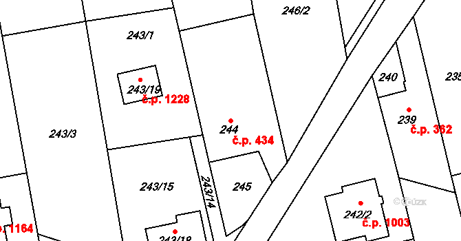 Kylešovice 434, Opava na parcele st. 244 v KÚ Kylešovice, Katastrální mapa