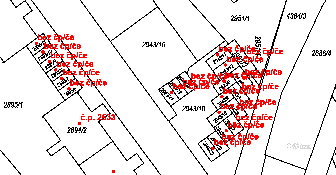 Teplice 45124477 na parcele st. 2943/21 v KÚ Teplice, Katastrální mapa
