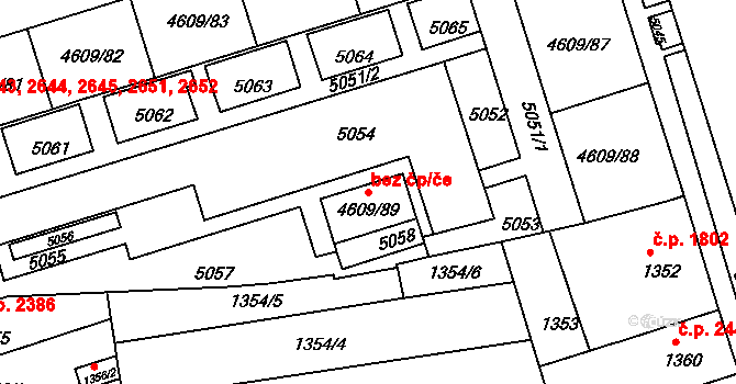 Brno 45587477 na parcele st. 4609/89 v KÚ Královo Pole, Katastrální mapa