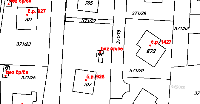 Rudná 45726477 na parcele st. 708 v KÚ Dušníky u Rudné, Katastrální mapa