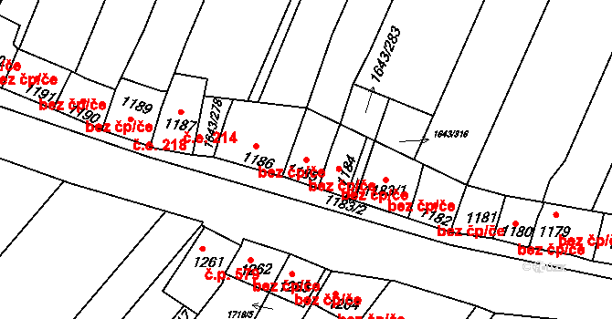 Drnholec 47097477 na parcele st. 1185 v KÚ Drnholec, Katastrální mapa