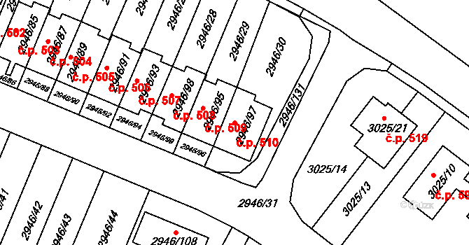 Choceňské Předměstí 510, Vysoké Mýto na parcele st. 2946/97 v KÚ Vysoké Mýto, Katastrální mapa