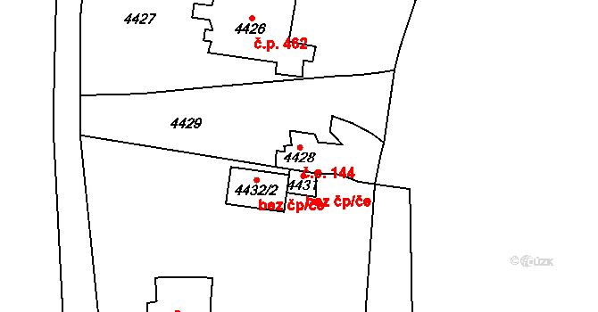 Černošice 144 na parcele st. 4428 v KÚ Černošice, Katastrální mapa