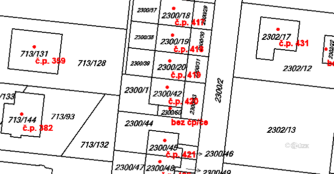 Suchohrdly 420 na parcele st. 2300/42 v KÚ Suchohrdly u Znojma, Katastrální mapa